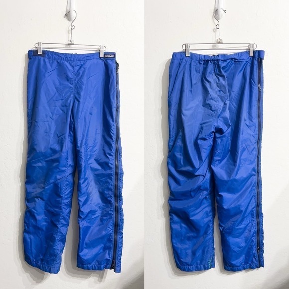 VINTAGE Patagonia Ski Snow Pants Fleece Lined Zipper Mens Medium Blue 80s 90s - Picture 1 of 16